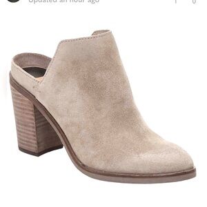 Dolce Vita Tan Beige Slip On Suede Leather Mule Block Heel Selene Booties Sz 9